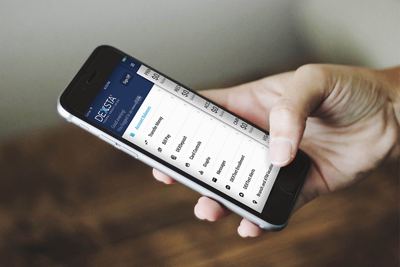 open dexsta app on phone; mobile banking