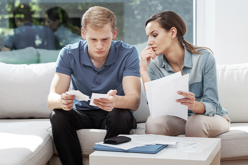 A couple working on annual financial planning