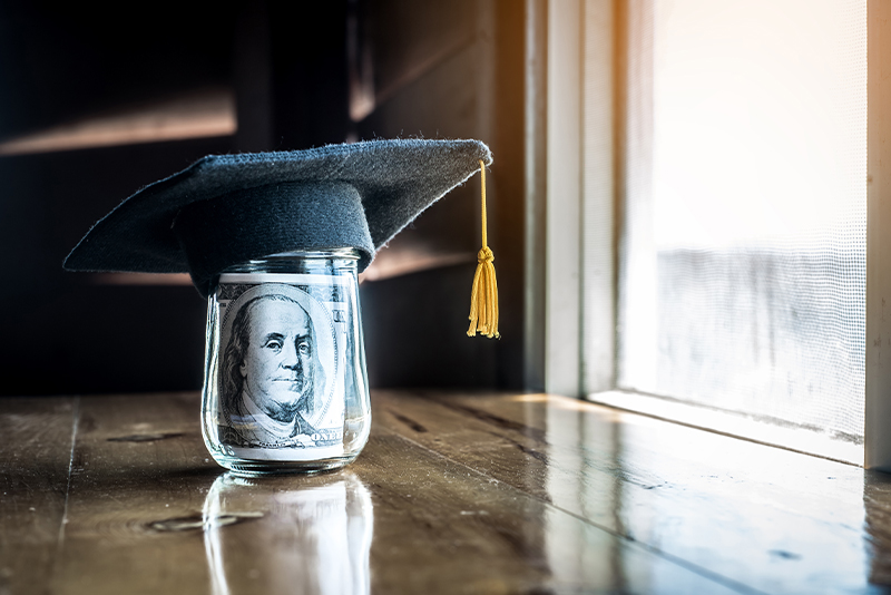 A college savings fund jar