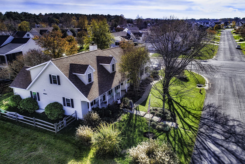 buying a home in delaware, aerial view of home